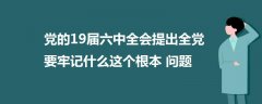 党的19届六中全会提出全党要牢记什么这个根本问题